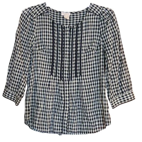 Anthropologie Tops - Anthropologie Meadow Rue Gingham Check Blouse Women size 4 Western Boho